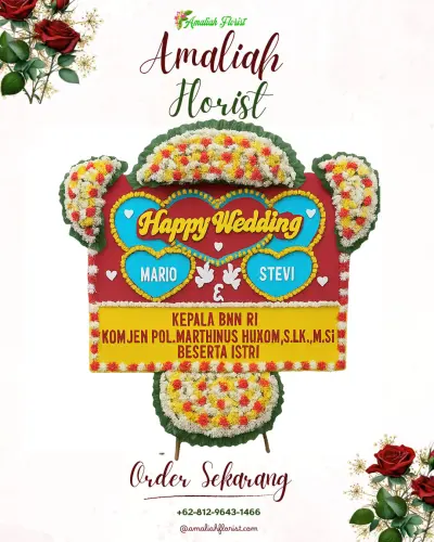 Karangan Papan Bunga Pernikahan di Temoyong